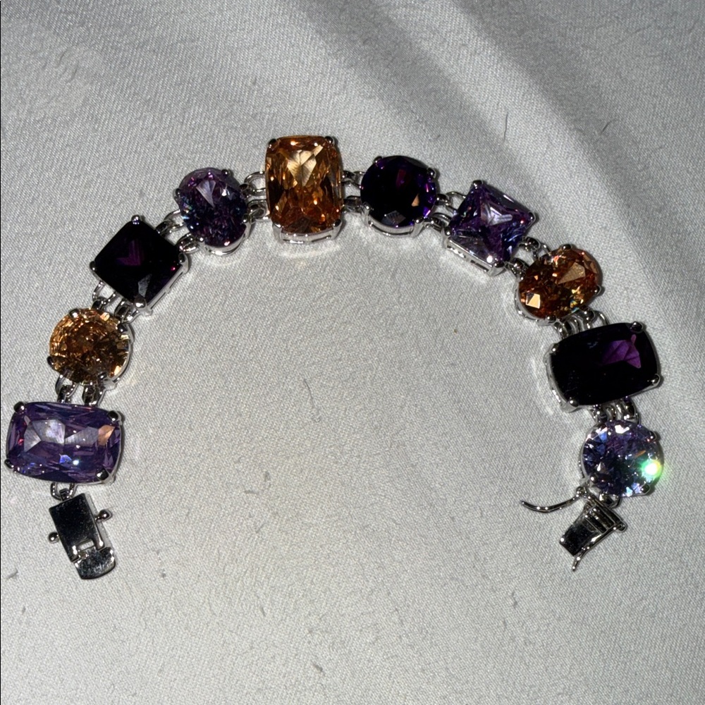 Nolan Miller Purple and Amber Crystal Link Bracelet